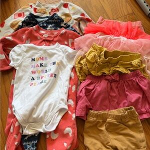 Lot of 9 girls Colorful Baby Clothing Set one piece skirts shorts 18 months m